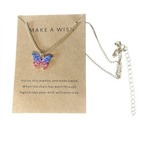 NIP “Make A Wish” Butterfly Pendant Necklace.